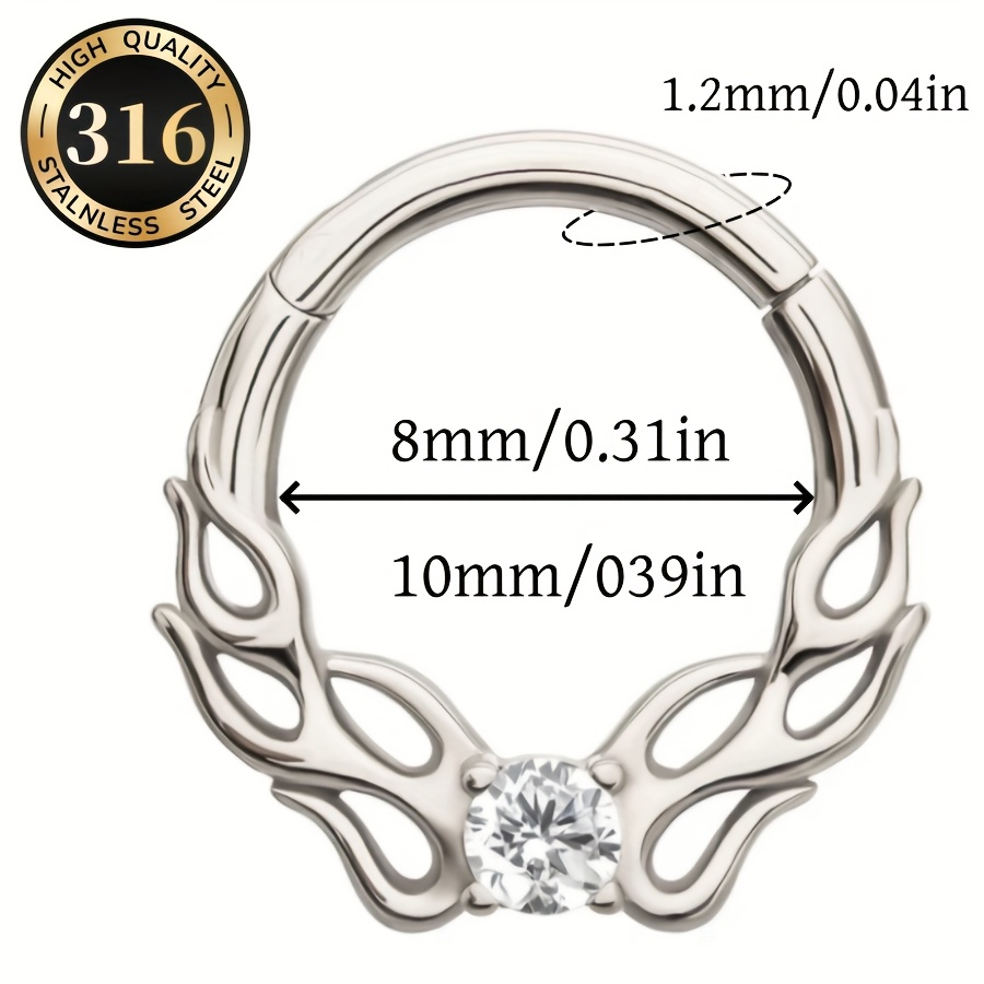 316L Stainless Steel Vine CZ Septum Nose Ring, Unisex